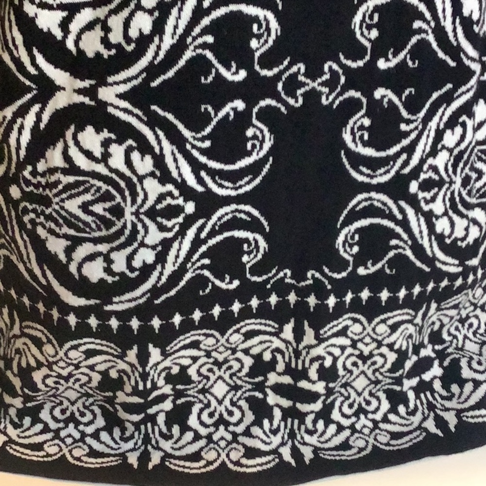 Style & Co Black White Damask Pattern Short Sleeve Sweater Cardigan Vest Sz L - Picture 8 of 11